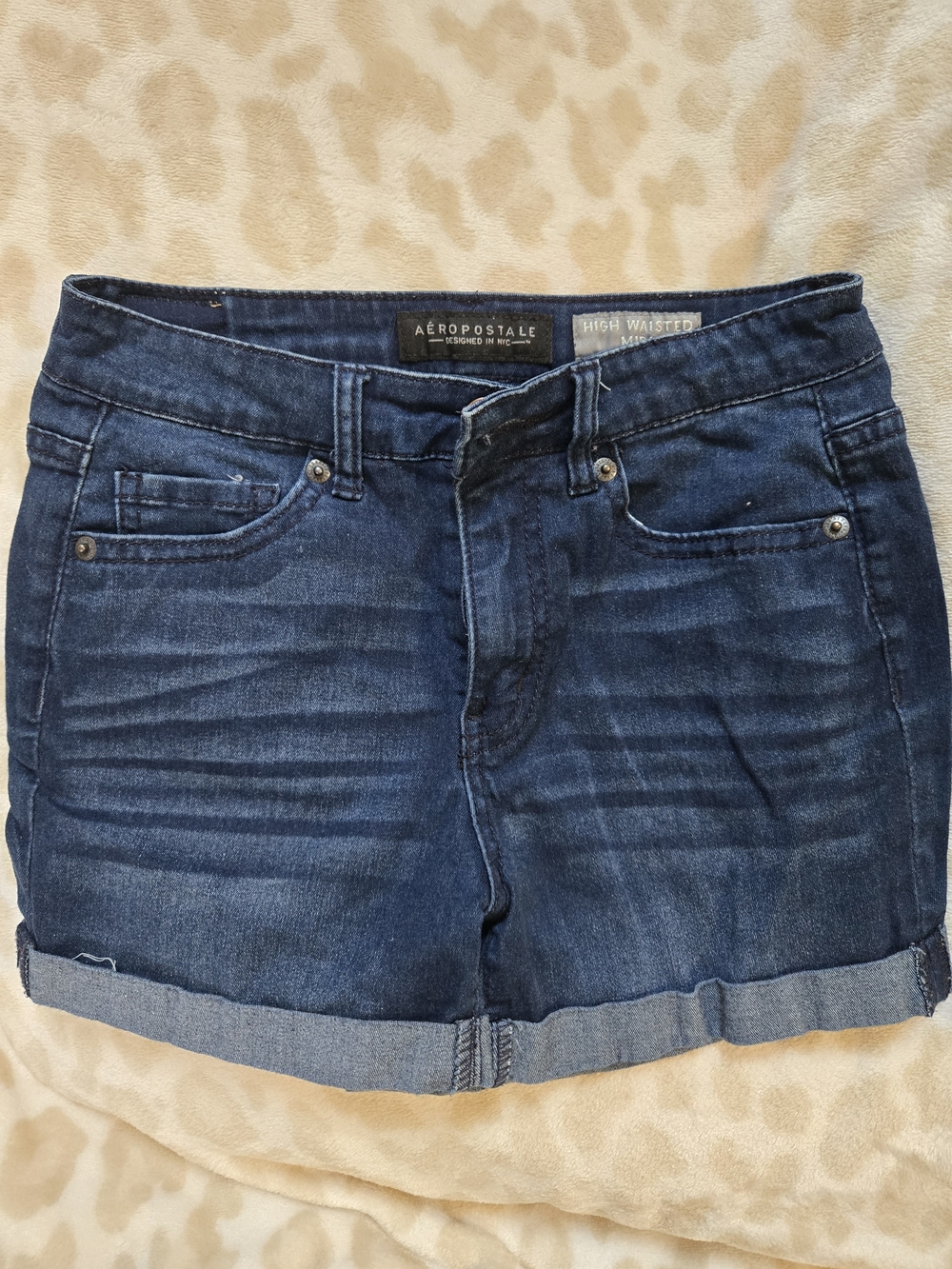 Aeropostale Dark Blue High-Rise Denim Shorts